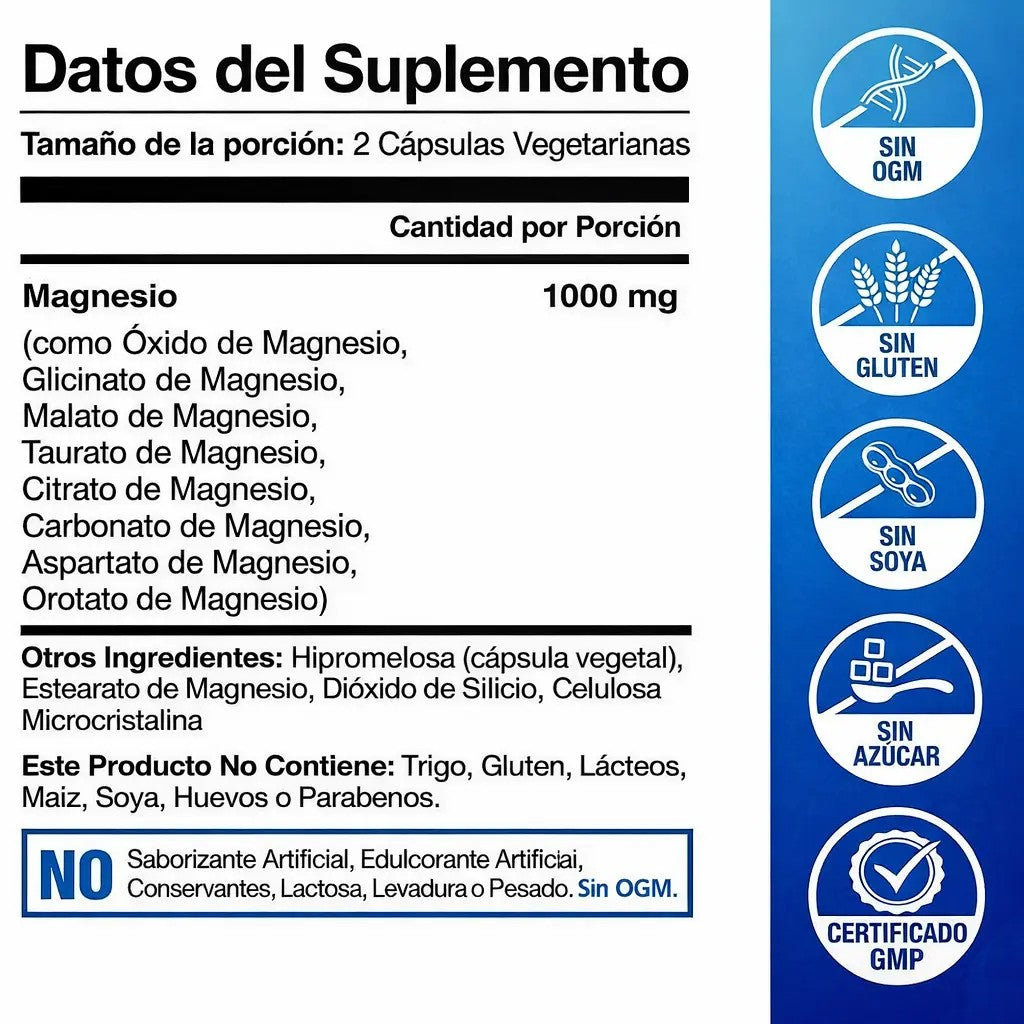 COMPLEJO DE MAGNESIO 8 EN 1 PRODUCTO 100% AMERICANO