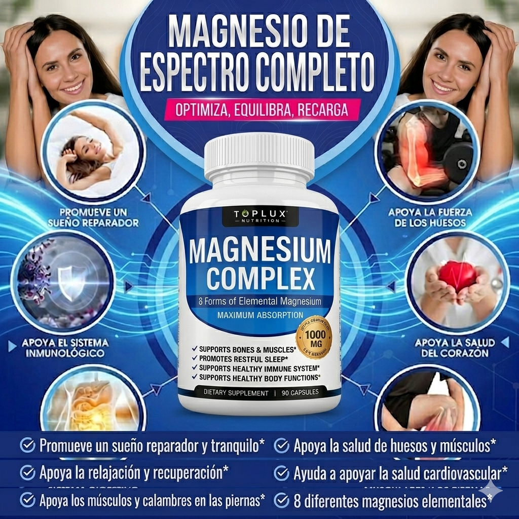 COMPLEJO DE MAGNESIO 8 EN 1 PRODUCTO 100% AMERICANO