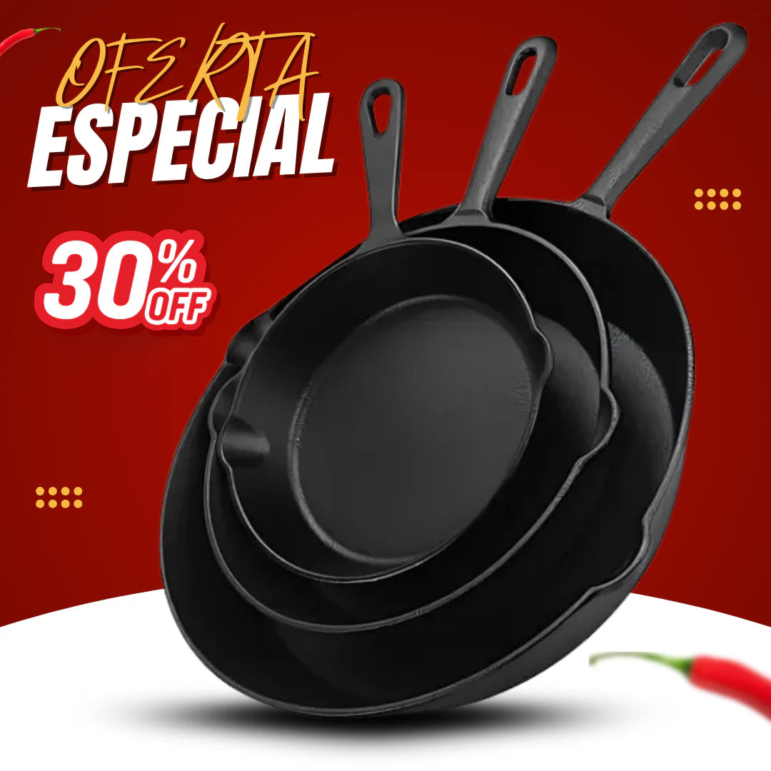 JUEGO DE SARTENES HIERRO FUNDIDO X3 PIEZAS