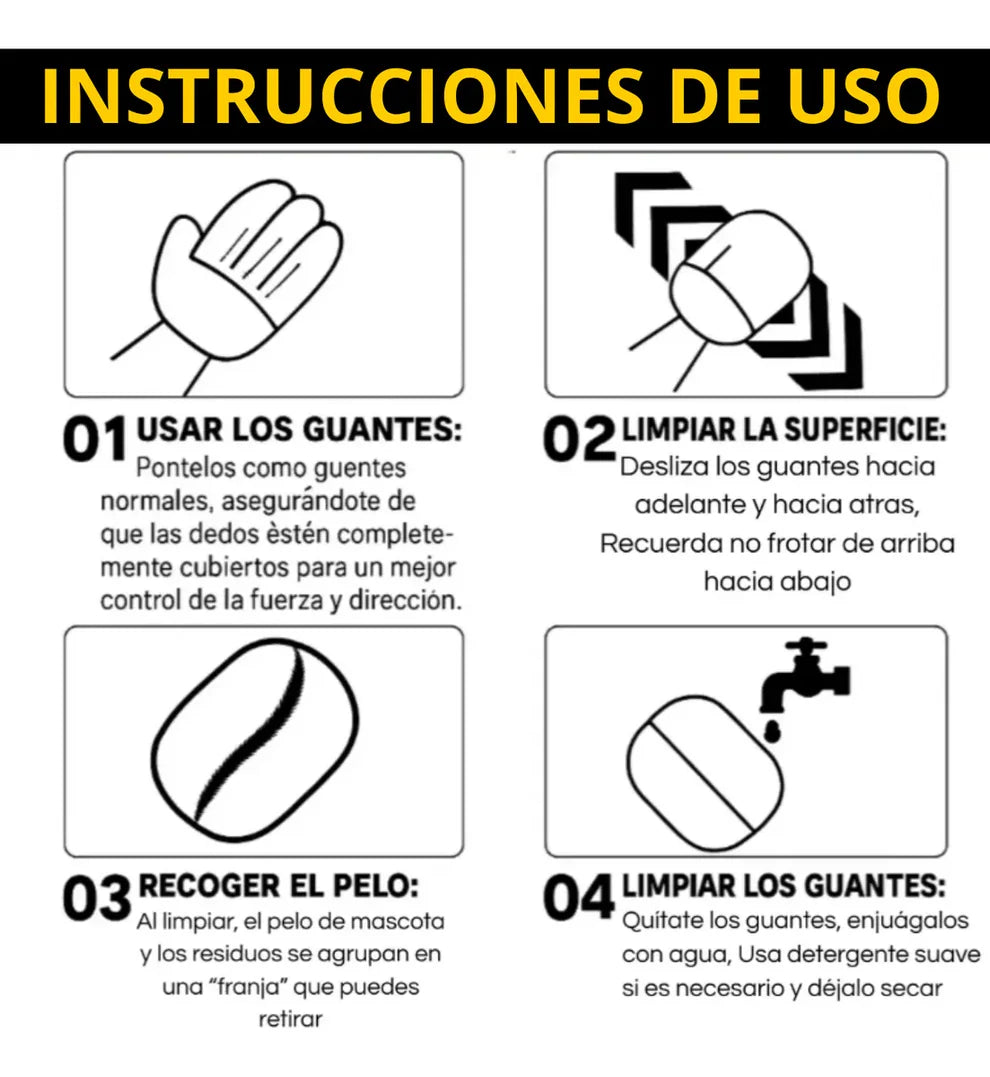 GUANTE QUITAPELO ELECTROESTATICO REUTILIZABLE PARA MASCOTAS